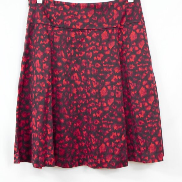 INC Cherry Red and Black Forest Fairy Leopard Print Skirt with Pockets Size 12 - Picture 2 of 4
